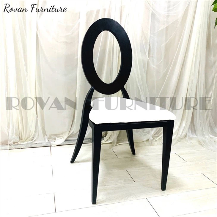 stainless steel oval back wedding chair black color