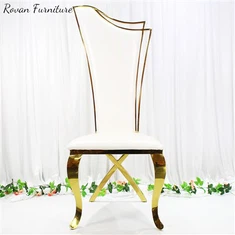 Cadeiras de casamento Guqin douradas com encosto alto