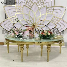 Mesa infantil serpentina dourada em aço inoxidável